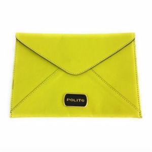 Polite Neon Lime Green Flat Envelope Pouch Clutch
